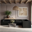Meridian Furniture Rummi Black Velvet Performance Fabric 6pc. Modular Sectional