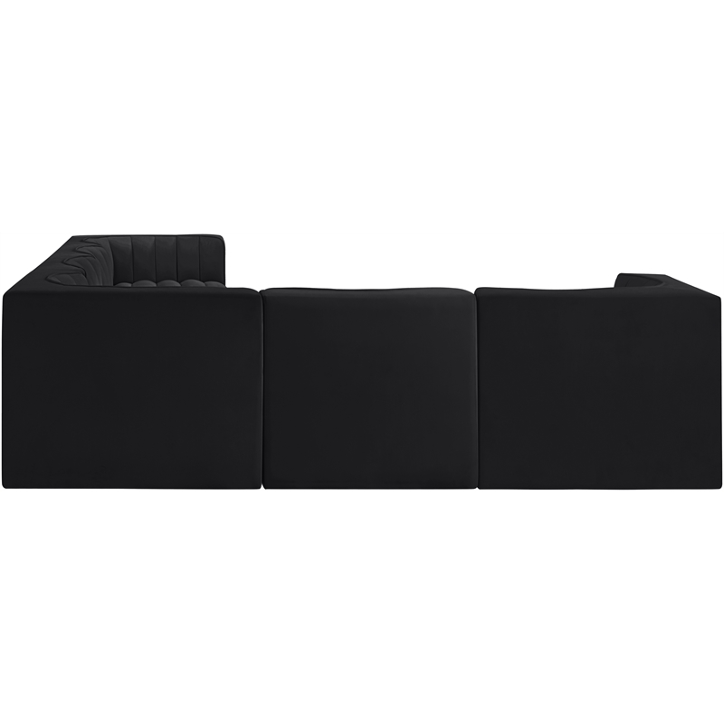 Meridian Furniture Rummi Black Velvet Performance Fabric 6pc. Modular Sectional