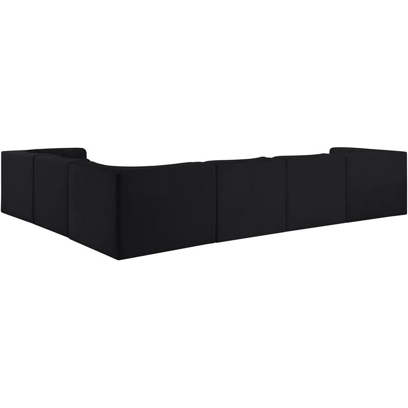 Meridian Furniture Rummi Black Velvet Performance Fabric 6pc. Modular Sectional