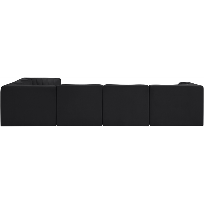 Meridian Furniture Rummi Black Velvet Performance Fabric 6pc. Modular Sectional