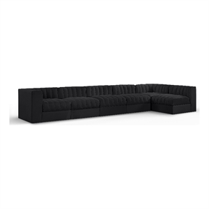 Meridian Furniture Rummi Black Velvet Performance Fabric 6pc. Modular Sectional