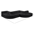 Meridian Furniture Rummi Black Velvet Performance Fabric 6pc. Modular Sectional