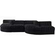Meridian Furniture Rummi Black Velvet Performance Fabric 6pc. Modular Sectional