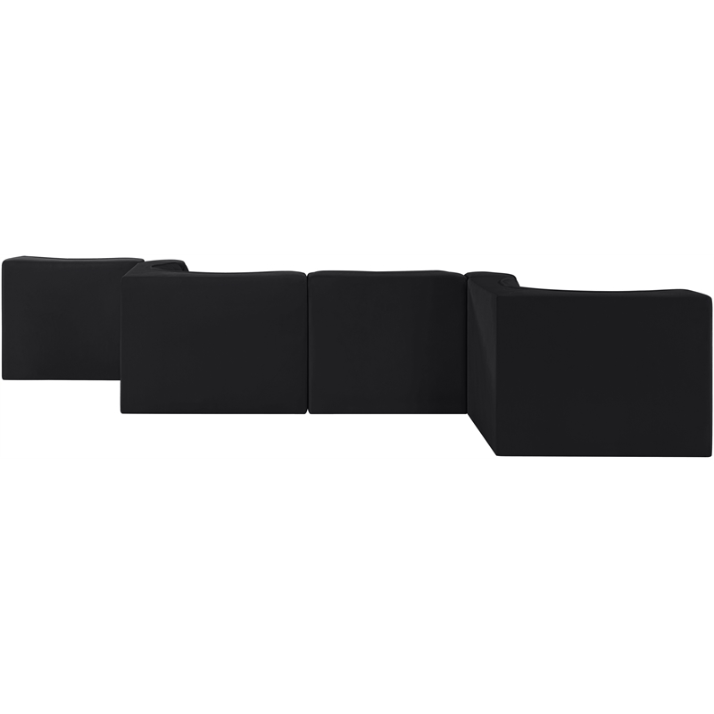Meridian Furniture Rummi Black Velvet Performance Fabric 6pc. Modular Sectional