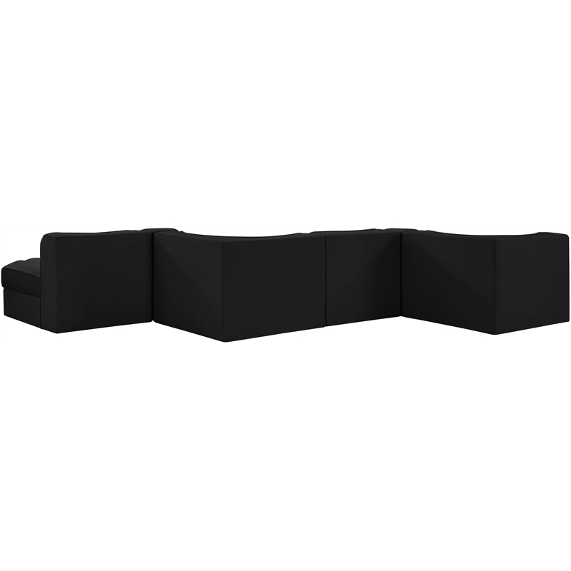 Meridian Furniture Rummi Black Velvet Performance Fabric 6pc. Modular Sectional