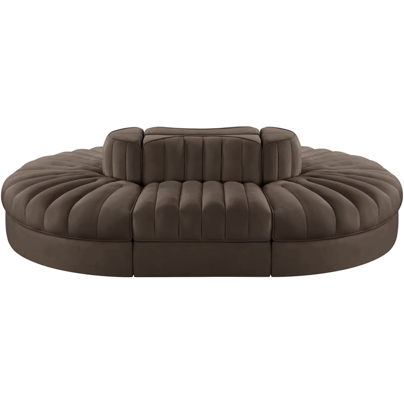 Meridian Furniture Rummi Brown Velvet Performance Fabric 6pc. Modular Sectional