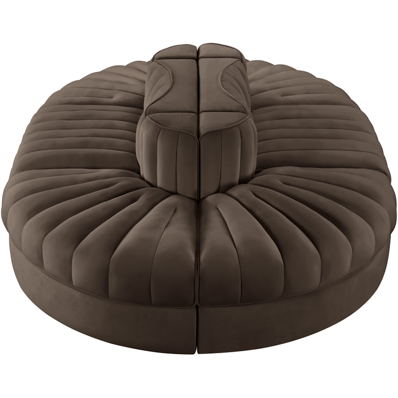 Meridian Furniture Rummi Brown Velvet Performance Fabric 6pc. Modular Sectional