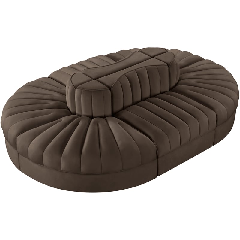 Meridian Furniture Rummi Brown Velvet Performance Fabric 6pc. Modular Sectional