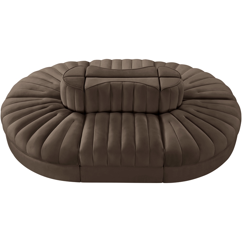 Meridian Furniture Rummi Brown Velvet Performance Fabric 6pc. Modular Sectional