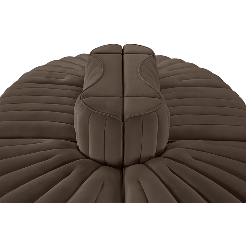 Meridian Furniture Rummi Brown Velvet Performance Fabric 6pc. Modular Sectional