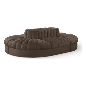 Meridian Furniture Rummi Brown Velvet Performance Fabric 6pc. Modular Sectional