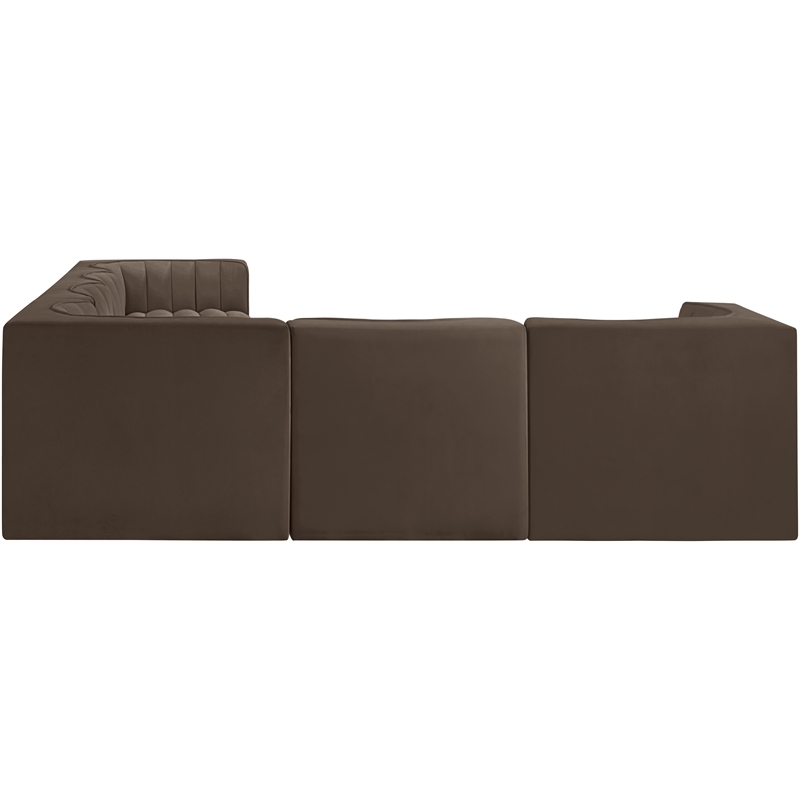 Meridian Furniture Rummi Brown Velvet Performance Fabric 6pc. Modular Sectional
