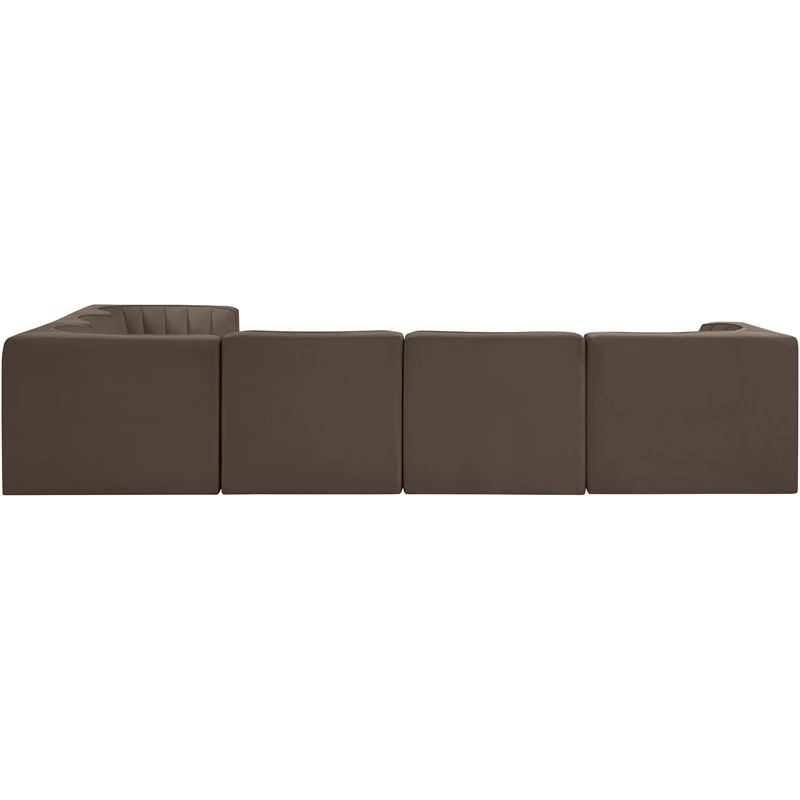 Meridian Furniture Rummi Brown Velvet Performance Fabric 6pc. Modular Sectional