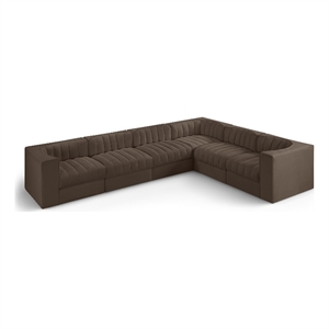 Meridian Furniture Rummi Brown Velvet Performance Fabric 6pc. Modular Sectional