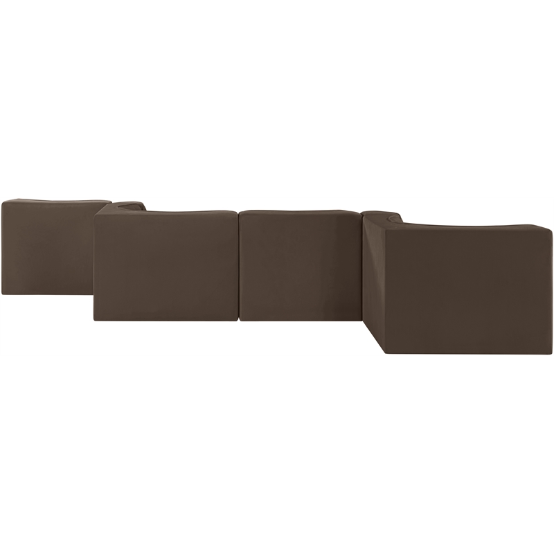 Meridian Furniture Rummi Brown Velvet Performance Fabric 6pc. Modular Sectional