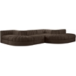 Meridian Furniture Rummi Brown Velvet Performance Fabric 6pc. Modular Sectional