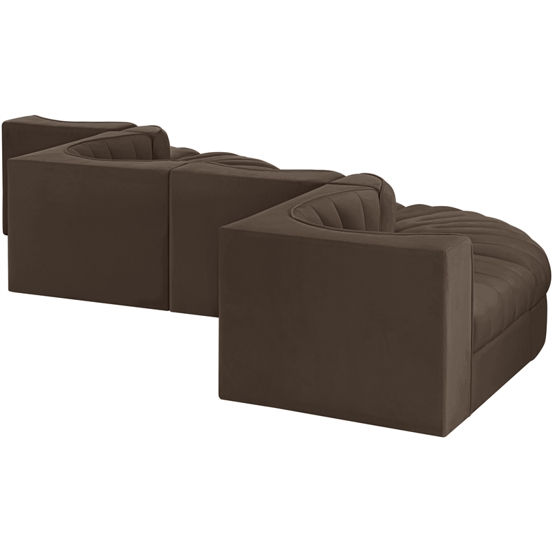 Meridian Furniture Rummi Brown Velvet Performance Fabric 6pc. Modular Sectional