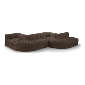 Meridian Furniture Rummi Brown Velvet Performance Fabric 6pc. Modular Sectional