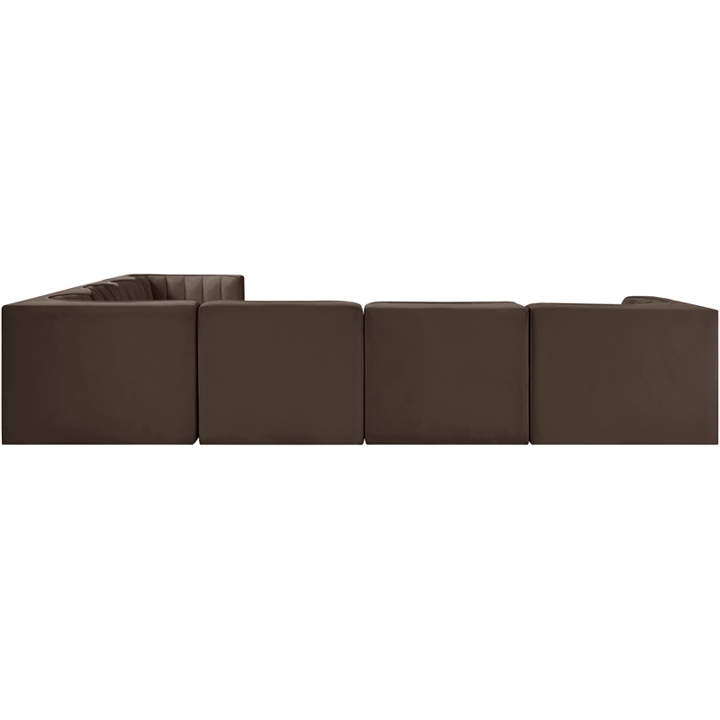 Meridian Furniture Rummi Brown Velvet Performance Fabric 7pc. Modular Sectional