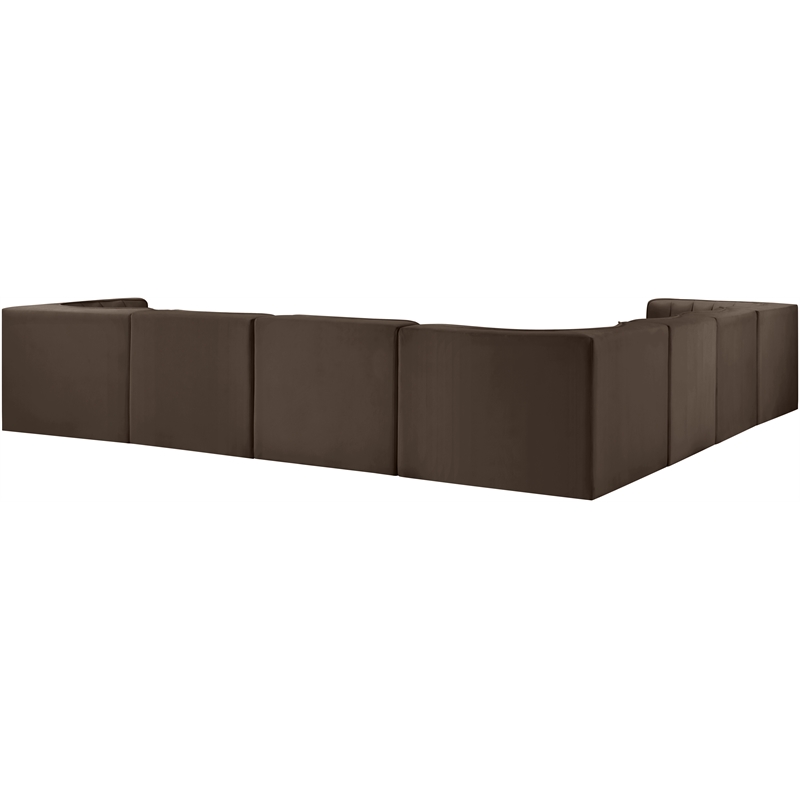 Meridian Furniture Rummi Brown Velvet Performance Fabric 7pc. Modular Sectional