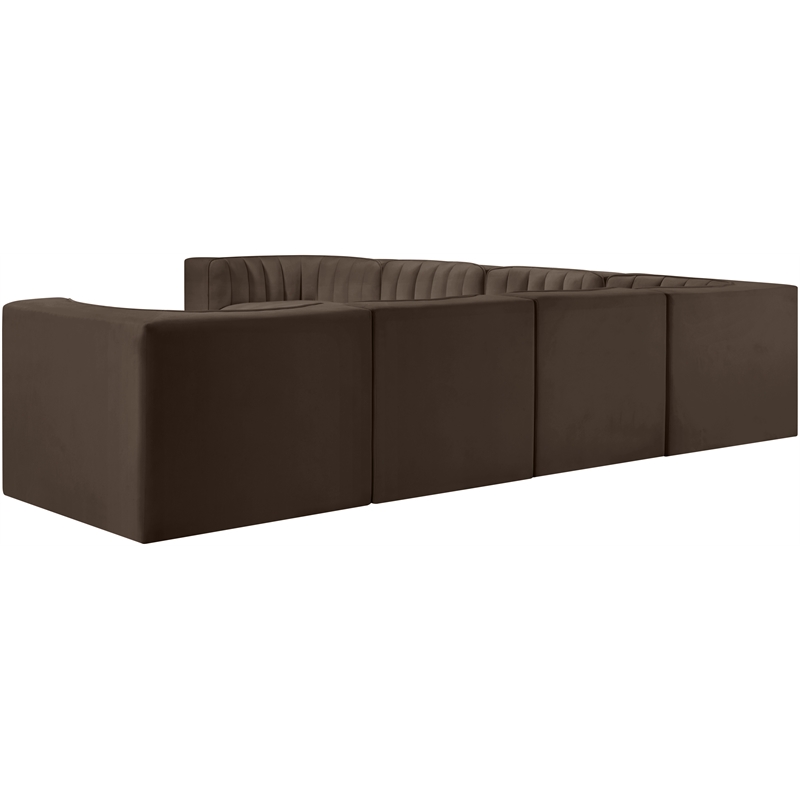 Meridian Furniture Rummi Brown Velvet Performance Fabric 7pc. Modular Sectional