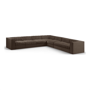 Meridian Furniture Rummi Brown Velvet Performance Fabric 7pc. Modular Sectional