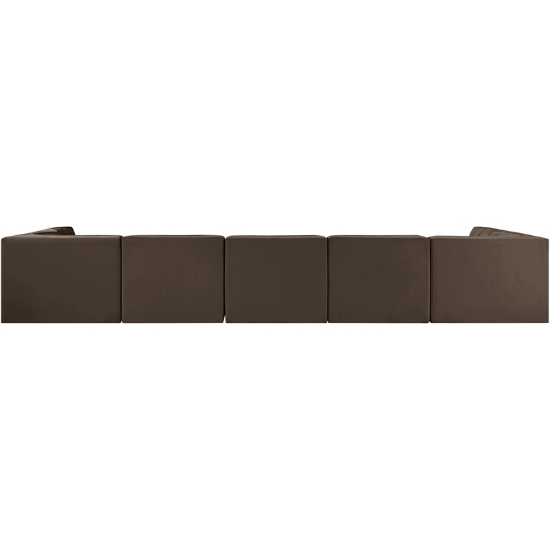 Meridian Furniture Rummi Brown Velvet Performance Fabric 7pc. Modular Sectional