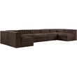 Meridian Furniture Rummi Brown Velvet Performance Fabric 7pc. Modular Sectional