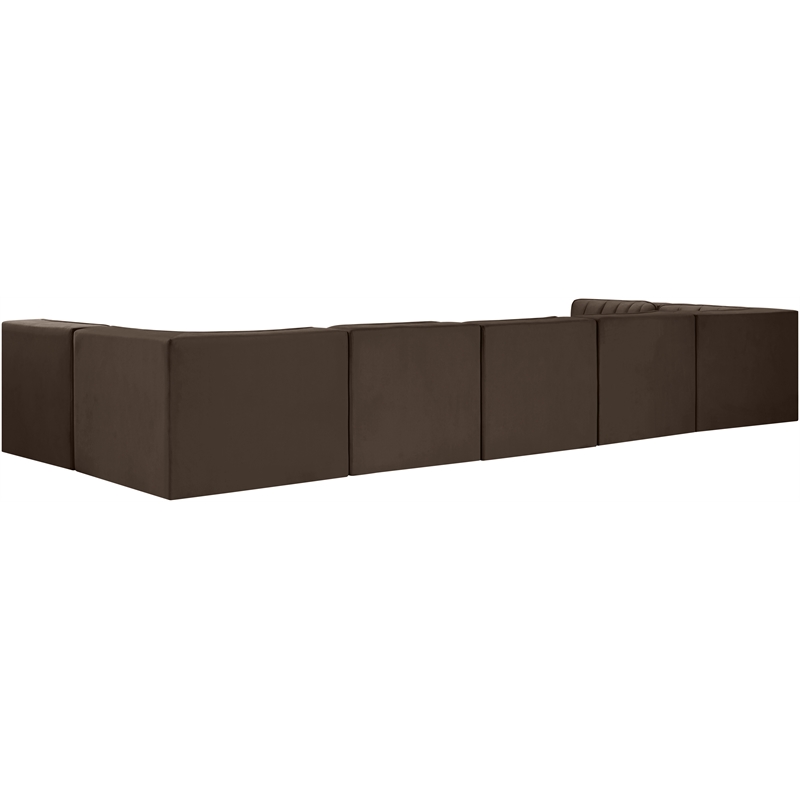 Meridian Furniture Rummi Brown Velvet Performance Fabric 7pc. Modular Sectional