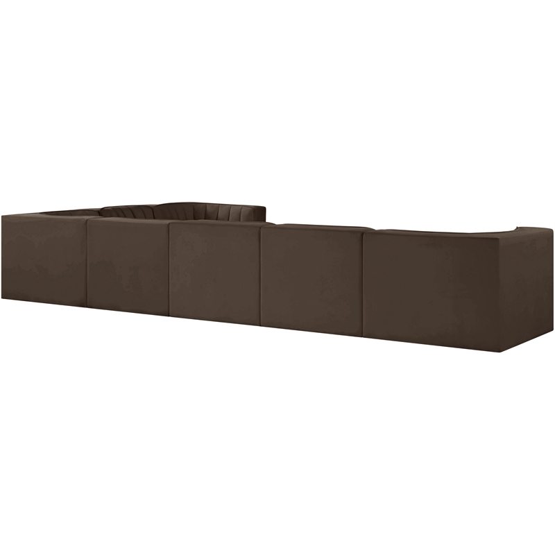 Meridian Furniture Rummi Brown Velvet Performance Fabric 7pc. Modular Sectional