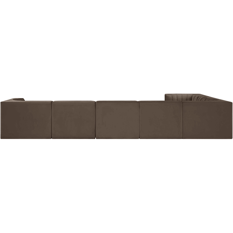 Meridian Furniture Rummi Brown Velvet Performance Fabric 7pc. Modular Sectional