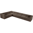 Meridian Furniture Rummi Brown Velvet Performance Fabric 7pc. Modular Sectional