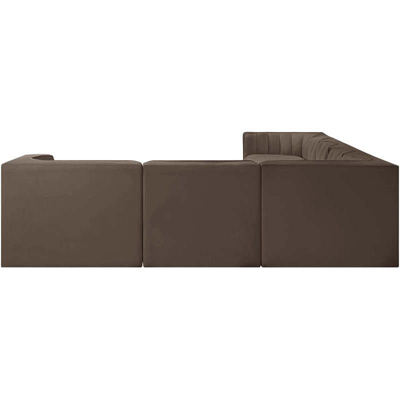 Meridian Furniture Rummi Brown Velvet Performance Fabric 7pc. Modular Sectional