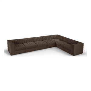 Meridian Furniture Rummi Brown Velvet Performance Fabric 7pc. Modular Sectional