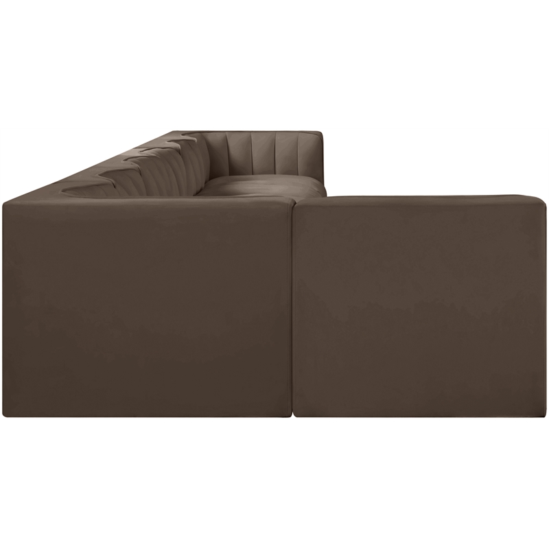 Meridian Furniture Rummi Brown Velvet Performance Fabric 7pc. Modular Sectional