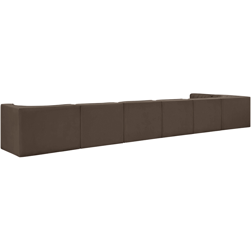 Meridian Furniture Rummi Brown Velvet Performance Fabric 7pc. Modular Sectional
