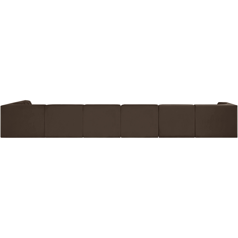 Meridian Furniture Rummi Brown Velvet Performance Fabric 7pc. Modular Sectional