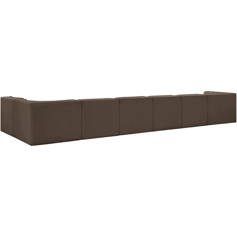 Meridian Furniture Rummi Brown Velvet Performance Fabric 7pc. Modular Sectional