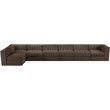 Meridian Furniture Rummi Brown Velvet Performance Fabric 7pc. Modular Sectional