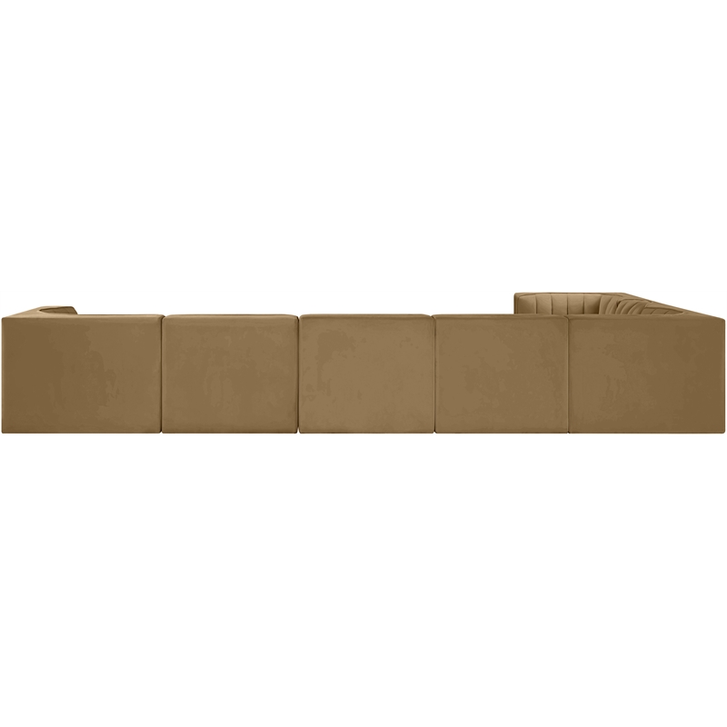 Meridian Furniture Rummi Saddle Velvet Performance Fabric 7pc. Modular Sectional