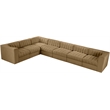 Meridian Furniture Rummi Saddle Velvet Performance Fabric 7pc. Modular Sectional