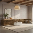Meridian Furniture Rummi Saddle Velvet Performance Fabric 7pc. Modular Sectional