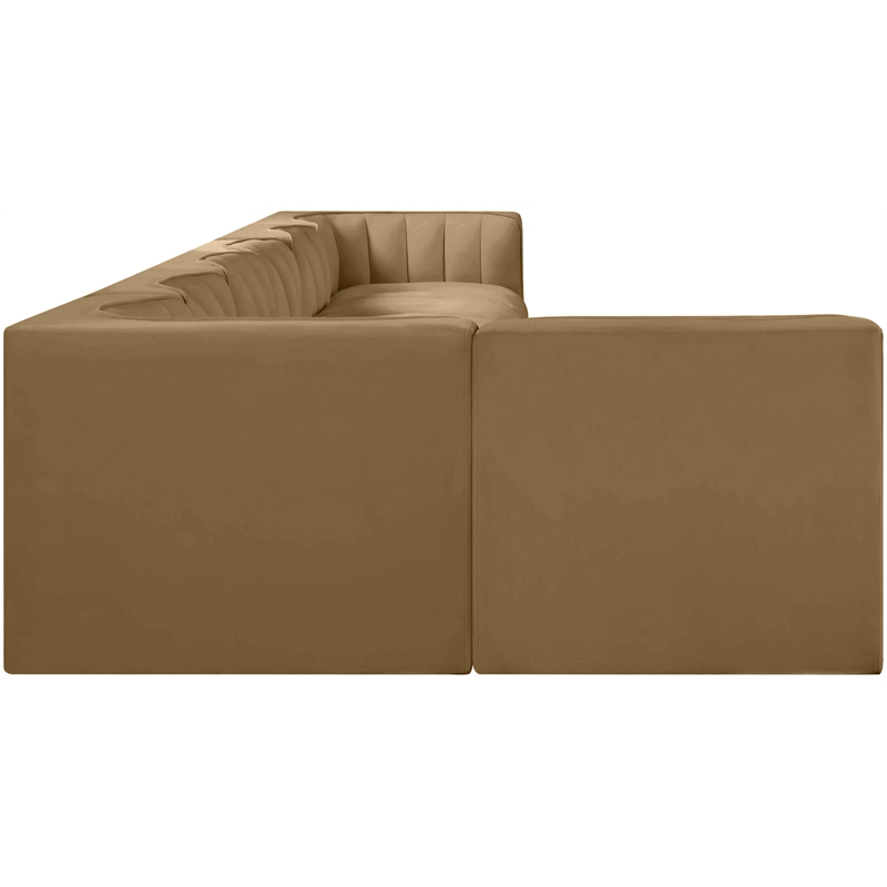 Meridian Furniture Rummi Saddle Velvet Performance Fabric 7pc. Modular Sectional