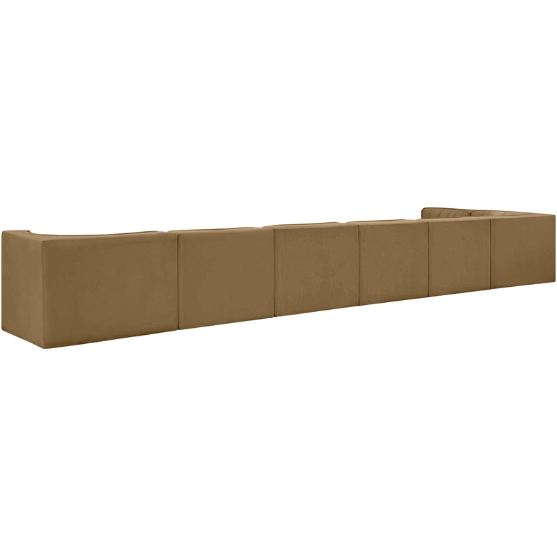 Meridian Furniture Rummi Saddle Velvet Performance Fabric 7pc. Modular Sectional