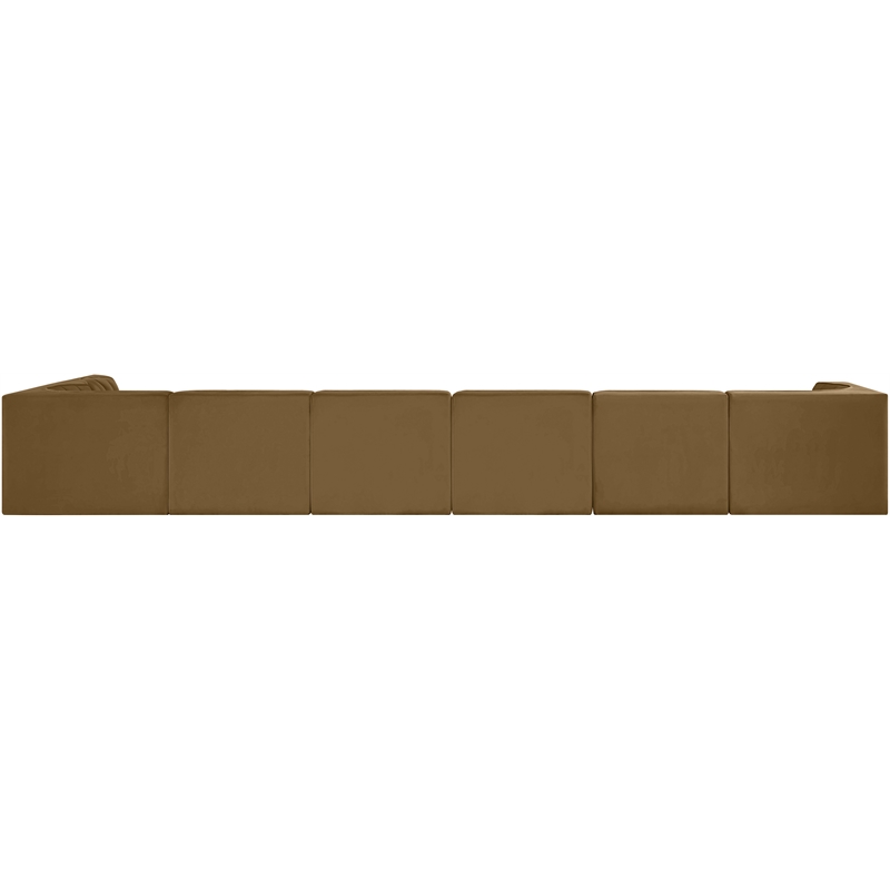 Meridian Furniture Rummi Saddle Velvet Performance Fabric 7pc. Modular Sectional
