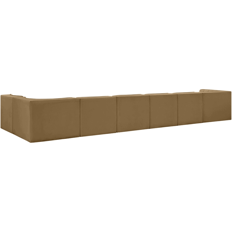 Meridian Furniture Rummi Saddle Velvet Performance Fabric 7pc. Modular Sectional