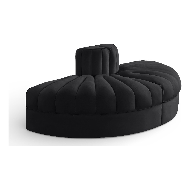 Meridian Furniture Rummi Black Velvet Performance Fabric 2pc. Modular Loveseat