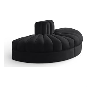 Meridian Furniture Rummi Black Velvet Performance Fabric 2pc. Modular Loveseat