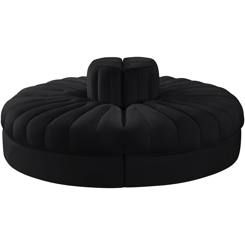 Meridian Furniture Rummi Black Velvet Performance Fabric 4pc. Modular Sofa