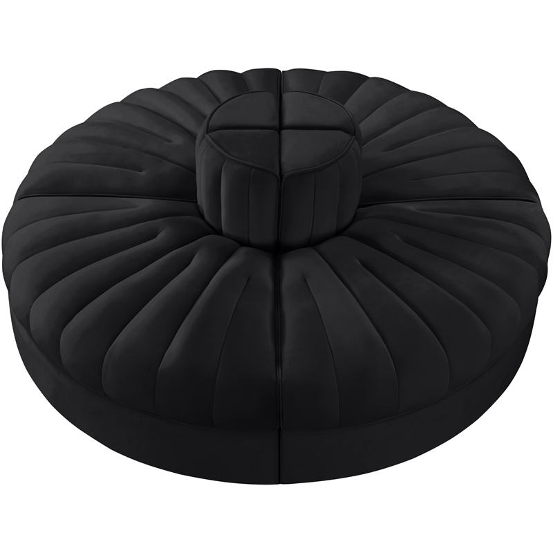 Meridian Furniture Rummi Black Velvet Performance Fabric 4pc. Modular Sofa